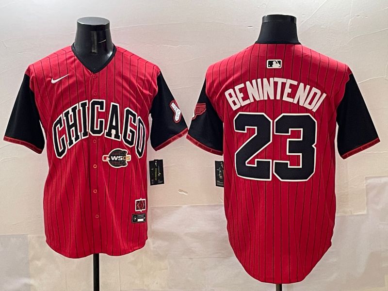 Men Chicago White Sox 23 Benintendi Red Stripe Joint Name 2025 Nike MLB Jersey style 10